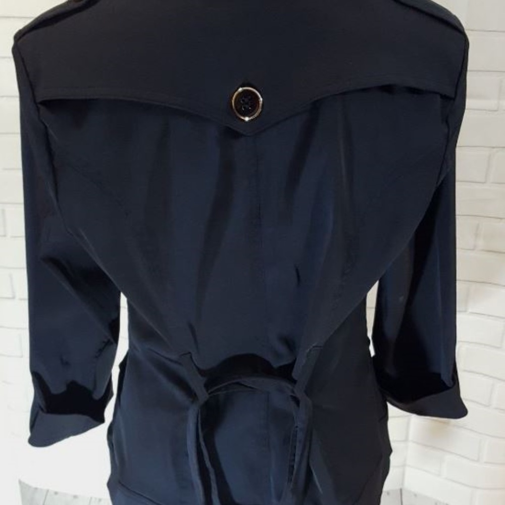 Marina Luna Womens Medium Jacket Short Trench Coat - Picture 2 of 4